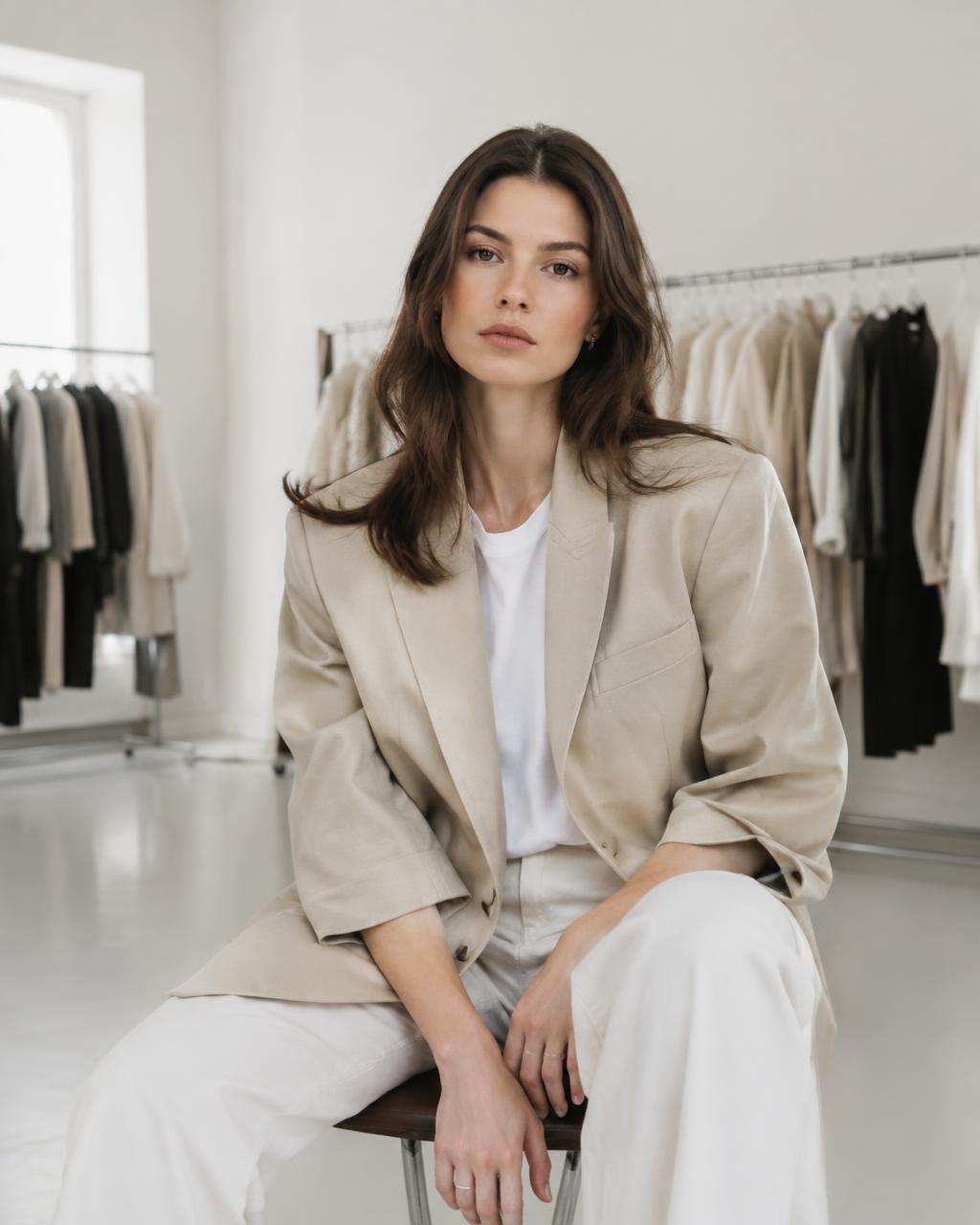 Oversized Beige Blazer in Beige